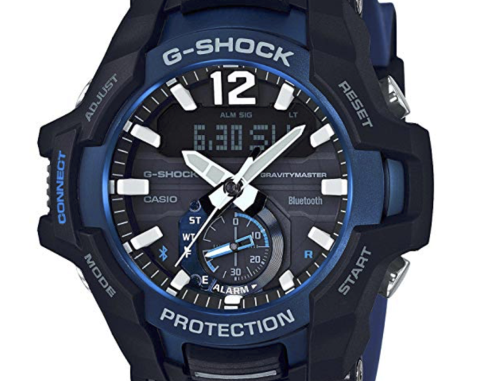 Blue Bevel on Black G-Shock watch with candles